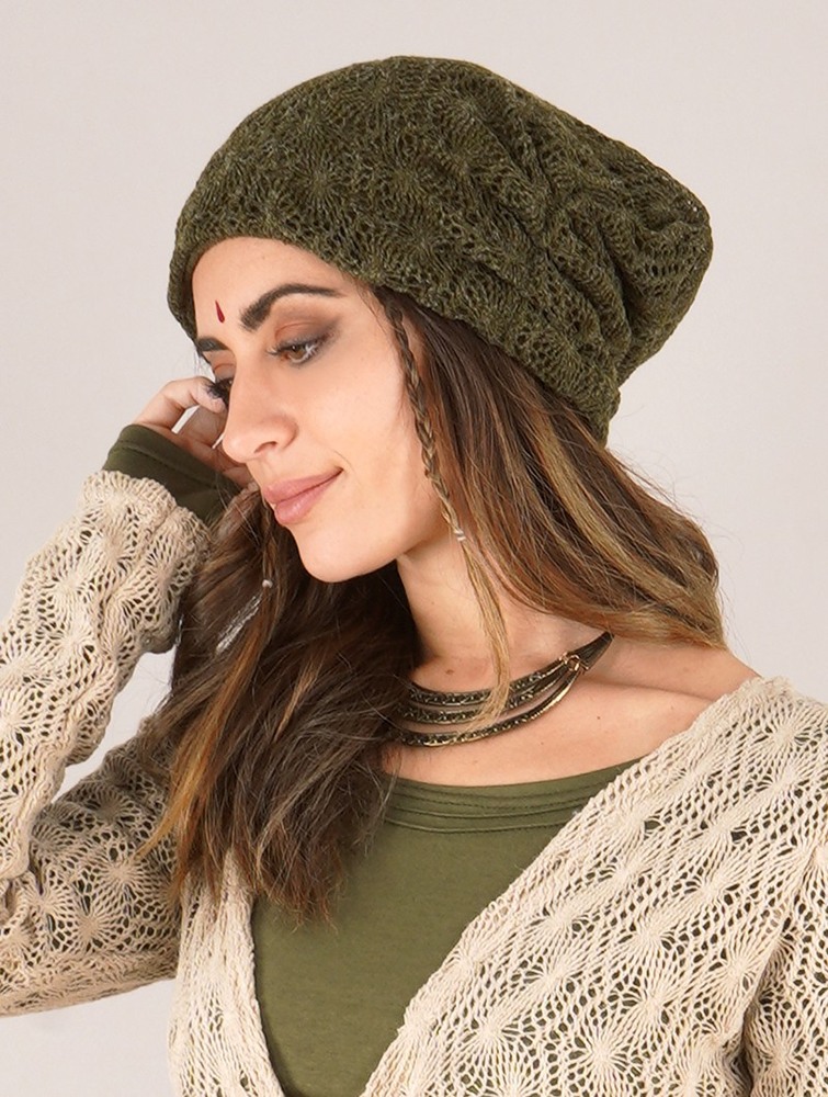 Army green Toonzshop Aslan Pleated Crochet Beanie Women Beanie | 35610MITV