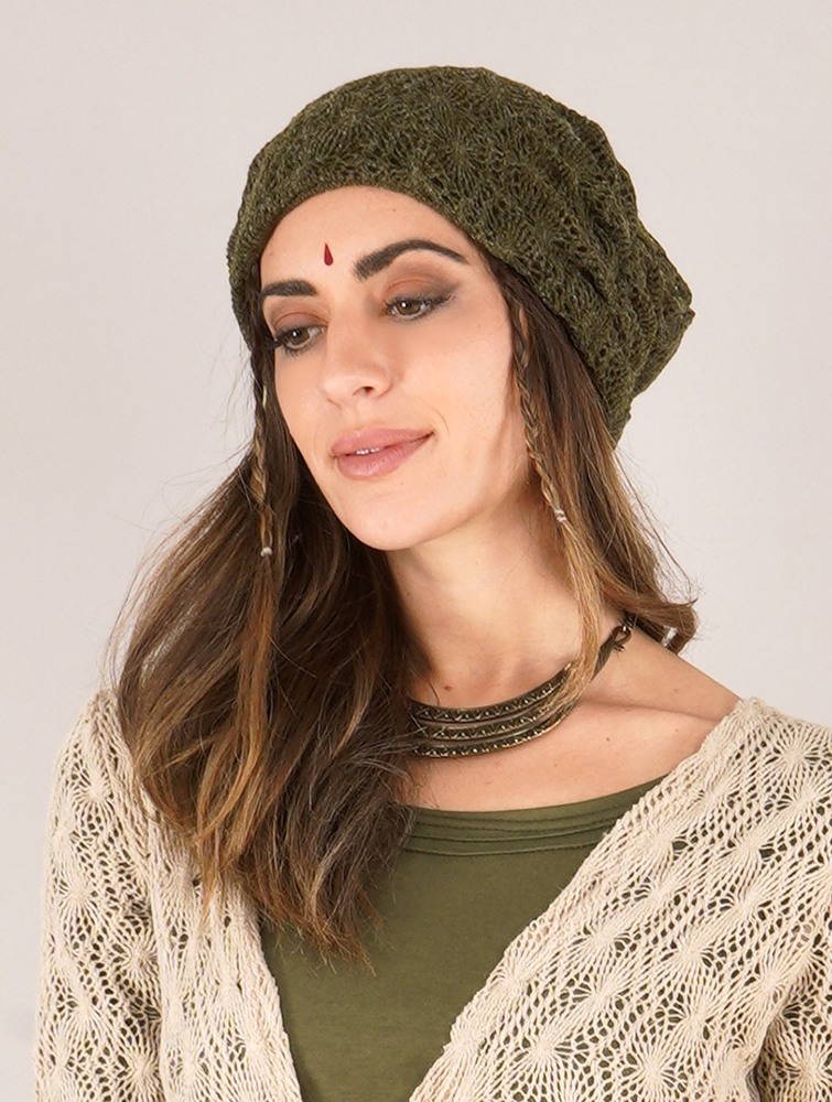 Army green Toonzshop Aslan Pleated Crochet Beanie Women Beanie | 35610MITV