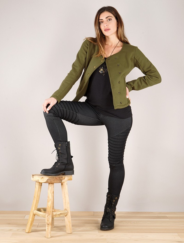 Army green Toonzshop Athelleen Perfecto Style Jacket Women Jackets | 03175TKFA