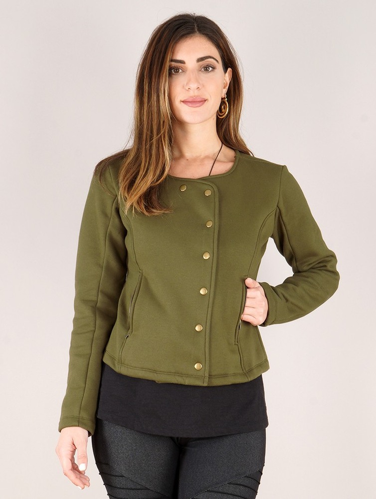 Army green Toonzshop Athelleen Perfecto Style Jacket Women Jackets | 03175TKFA