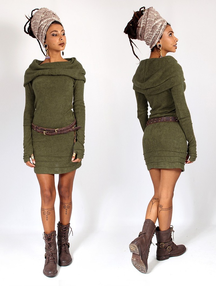 Army green Toonzshop Chryzalide Sweater Dress Women Dress | 50913SZTP