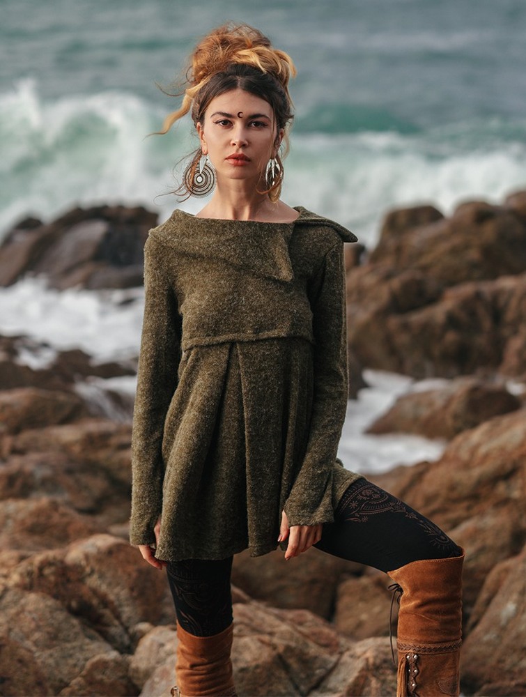 Army green Toonzshop Ekantika Tunic Pullover Women Pullover | 92068OEPH