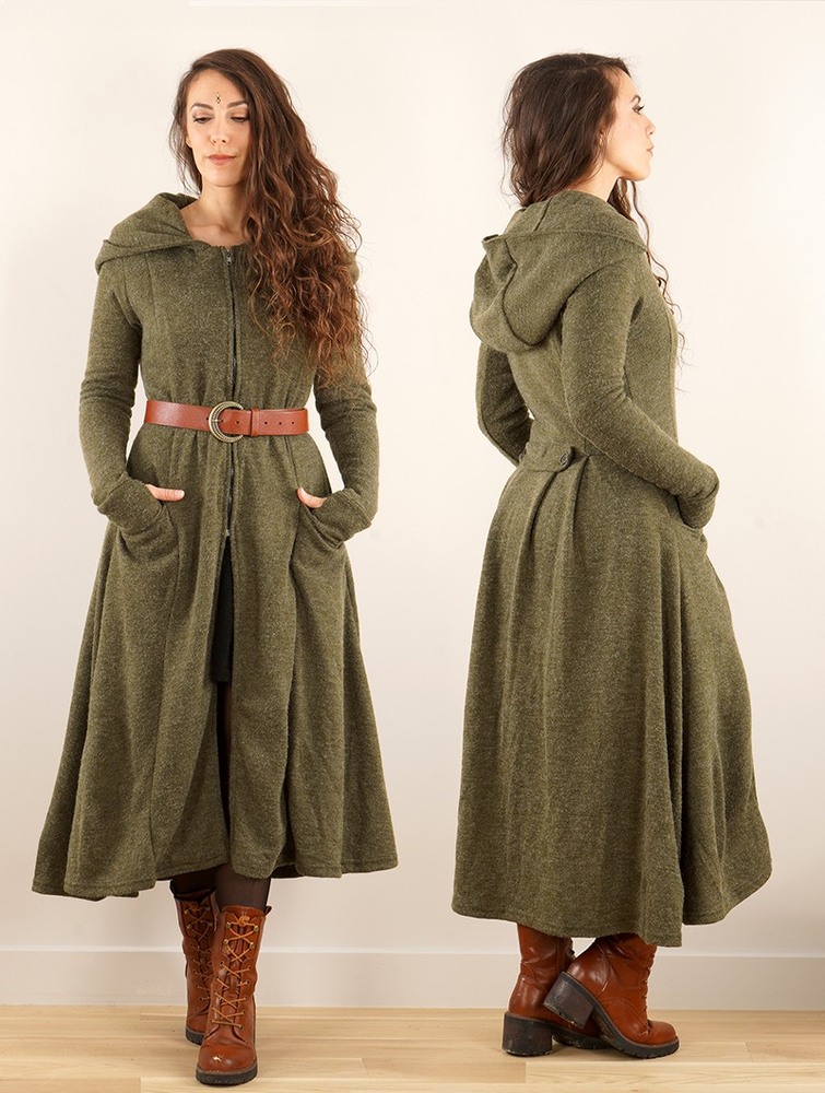 Army green Toonzshop Enchantress Long Hooded Coat Women Coats | 83507MZUX