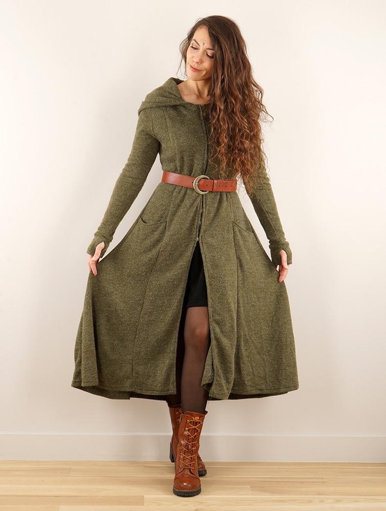 Army green Toonzshop Enchantress Long Hooded Coat Women Coats | 83507MZUX