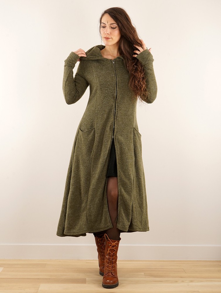 Army green Toonzshop Enchantress Long Hooded Coat Women Coats | 83507MZUX