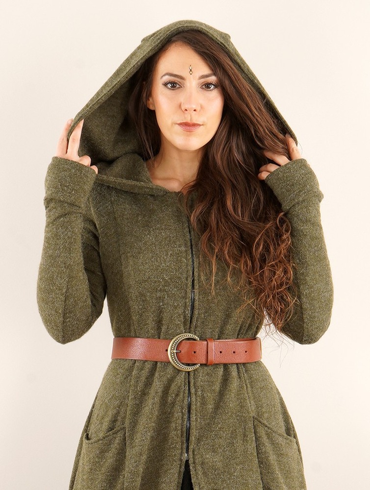 Army green Toonzshop Enchantress Long Hooded Coat Women Coats | 83507MZUX