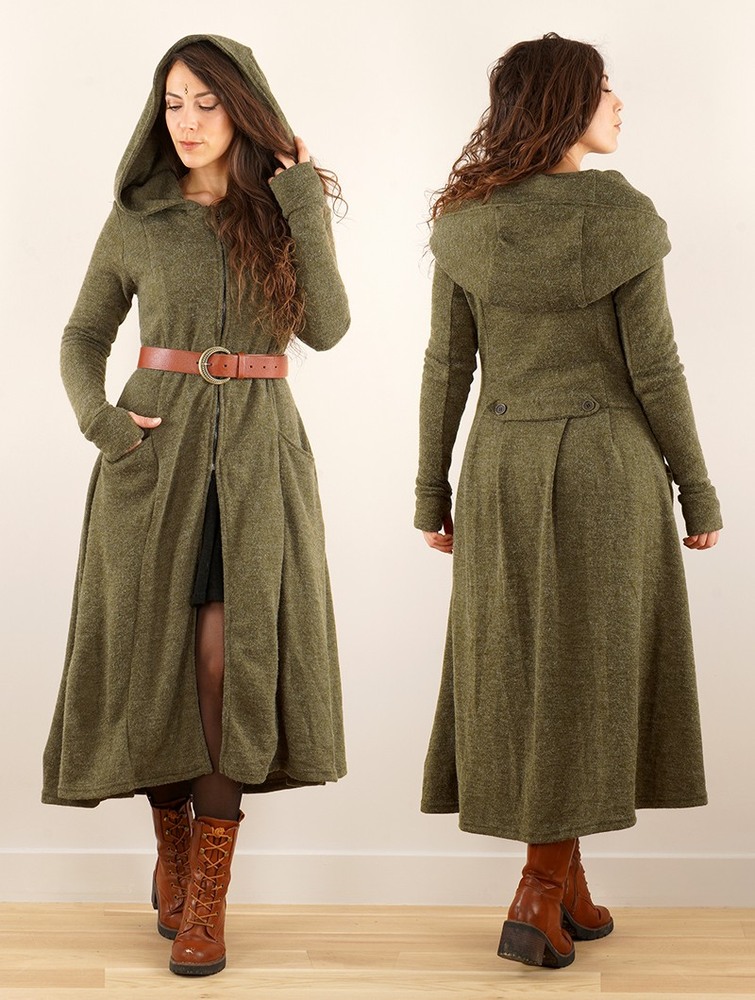 Army green Toonzshop Enchantress Long Hooded Coat Women Coats | 83507MZUX