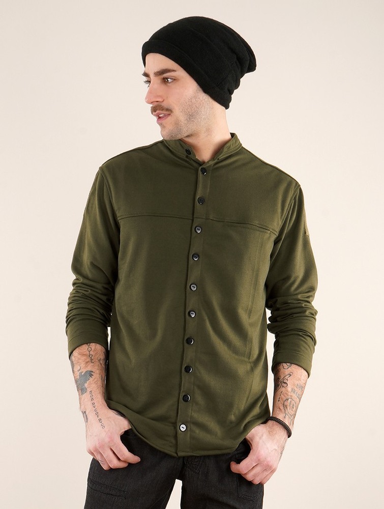 Army green Toonzshop Herendil Long Sleeve Shirt Men T-Shirt | 42815IUKN