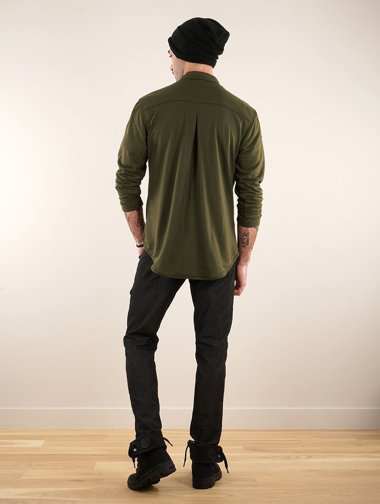 Army green Toonzshop Herendil Long Sleeve Shirt Men T-Shirt | 42815IUKN