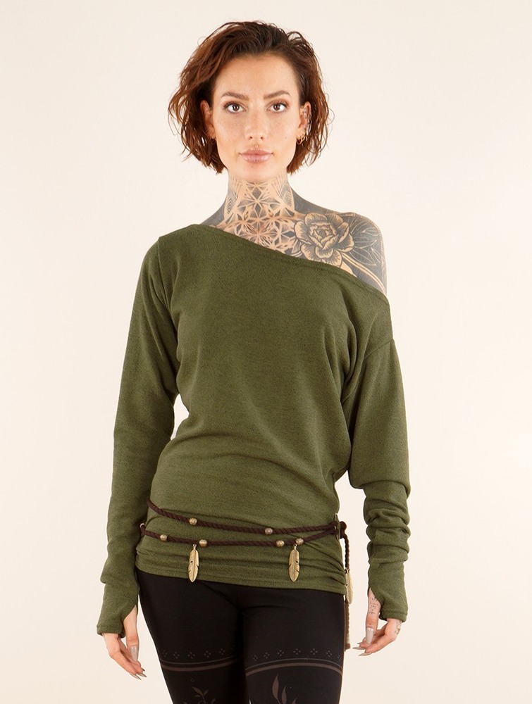 Army green Toonzshop Kayäaz Batwing Sleeve Sweater Women Sweater | 02149COSP