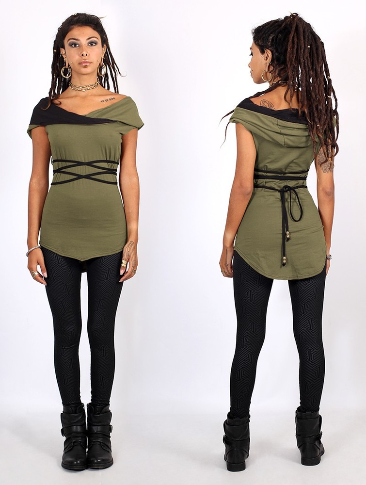 Army green Toonzshop Liskä Hooded Tank Top Women Tank Top | 08236MARO