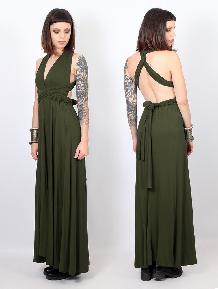 Army green Toonzshop Wakiza Long Infinity Dress Women Dress | 72984BKQS