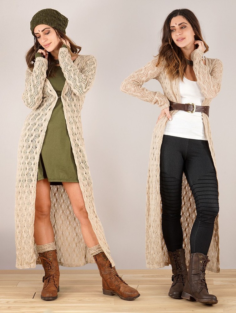 Beige Toonzshop Boheme Crochet Long Cardigan Women Cardigan | 85924WDLV