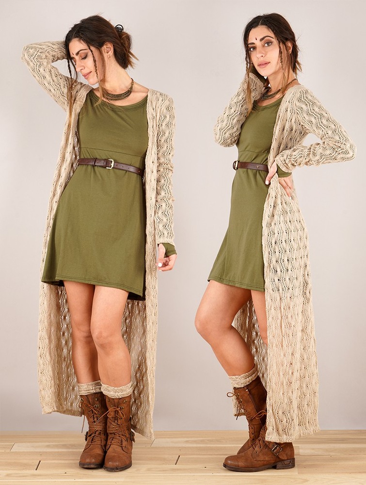 Beige Toonzshop Boheme Crochet Long Cardigan Women Cardigan | 85924WDLV