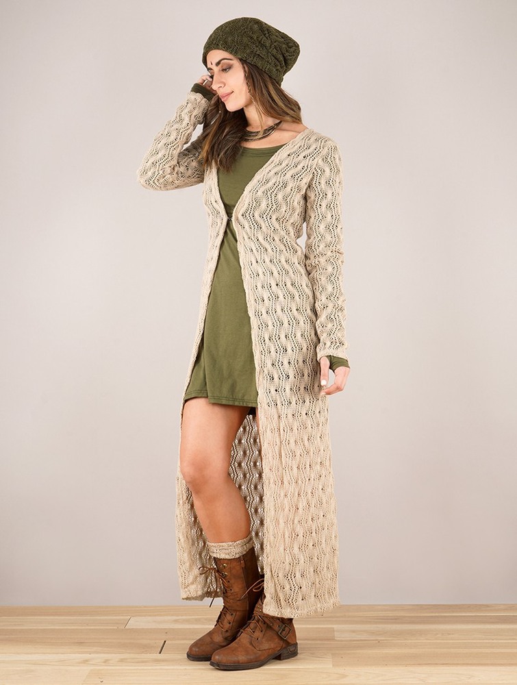 Beige Toonzshop Boheme Crochet Long Cardigan Women Cardigan | 85924WDLV