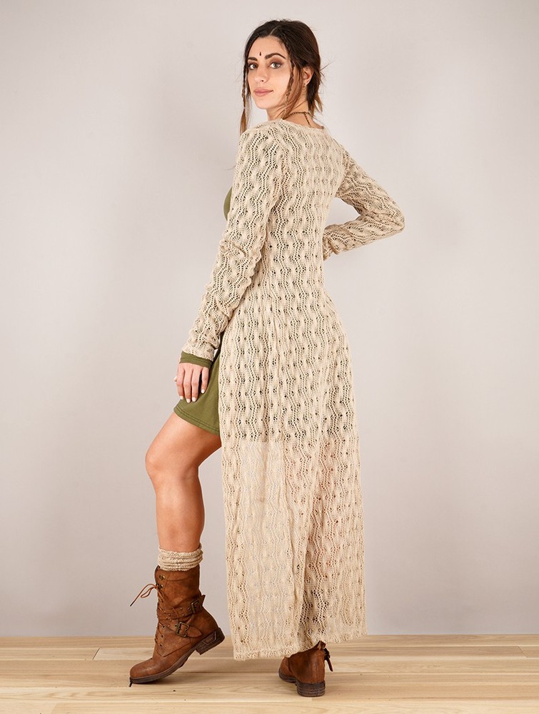 Beige Toonzshop Boheme Crochet Long Cardigan Women Cardigan | 85924WDLV