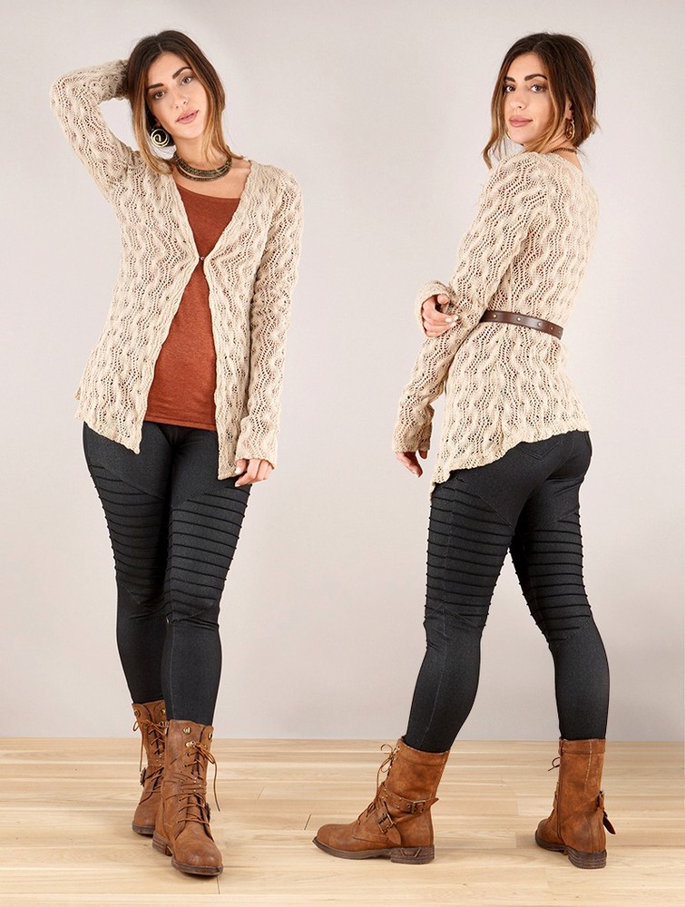 Beige Toonzshop Idrïss Crochet Cardigan Women Cardigan | 47680HJRT