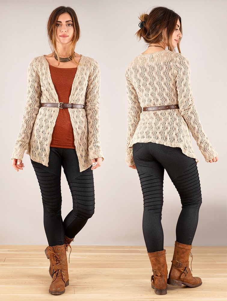 Beige Toonzshop Idrïss Crochet Cardigan Women Cardigan | 47680HJRT