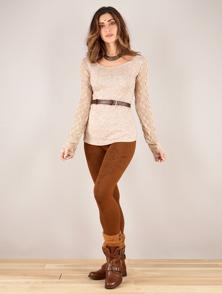 Beige Toonzshop Oroshï Crochet Sleeve Sweater Women Sweater | 19238ONJI