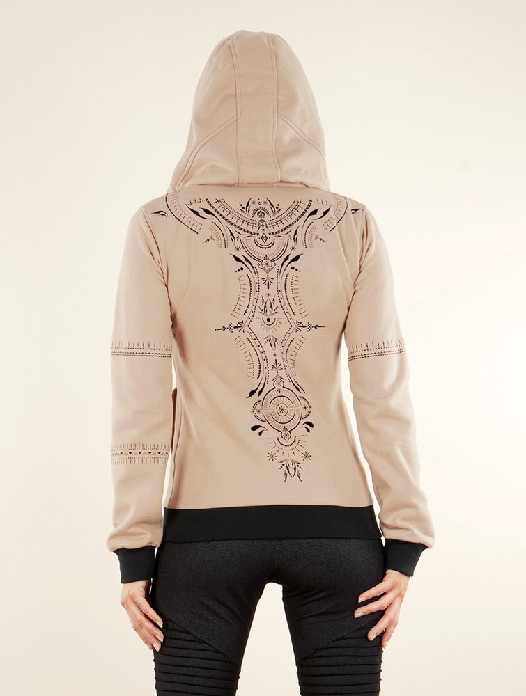 Beige Toonzshop Vidar Zohraa Zipped Hoodie Women Hoodie | 76352BVHD