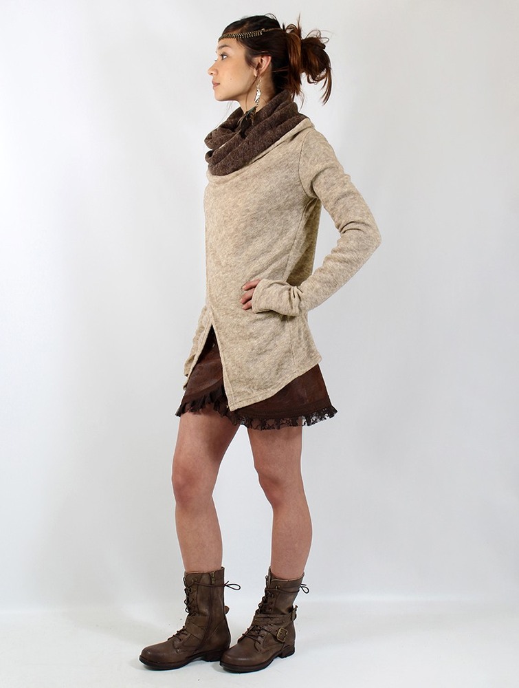 Beige and Brown Toonzshop Adrika Cardigan Women Cardigan | 39160DKLN