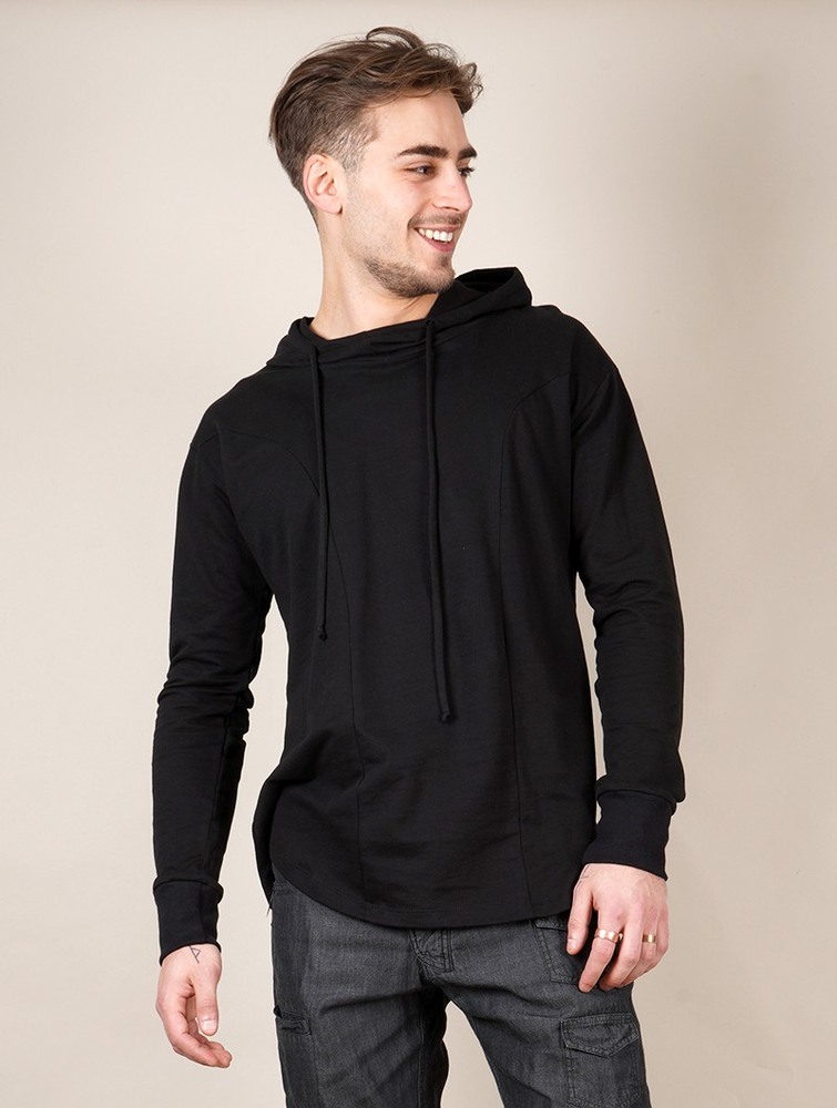 Black Toonzshop Aldaron Hooded Long Sleeve Shirt Men Shirt | 73014HCAU