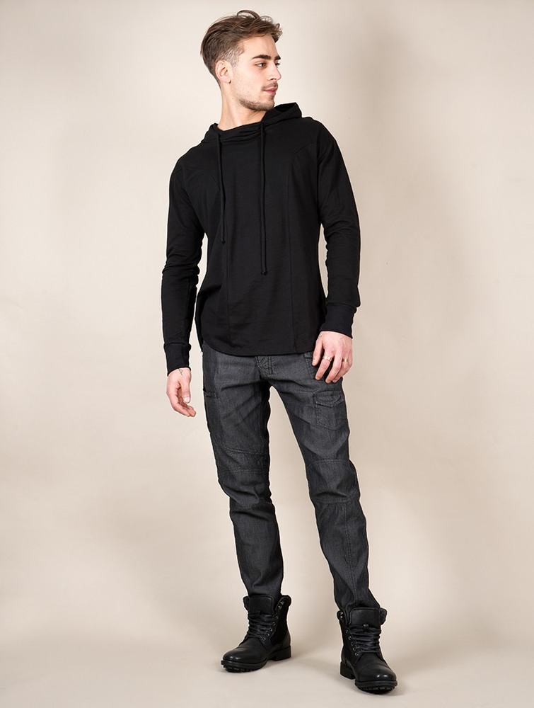 Black Toonzshop Aldaron Hooded Long Sleeve Shirt Men Shirt | 73014HCAU