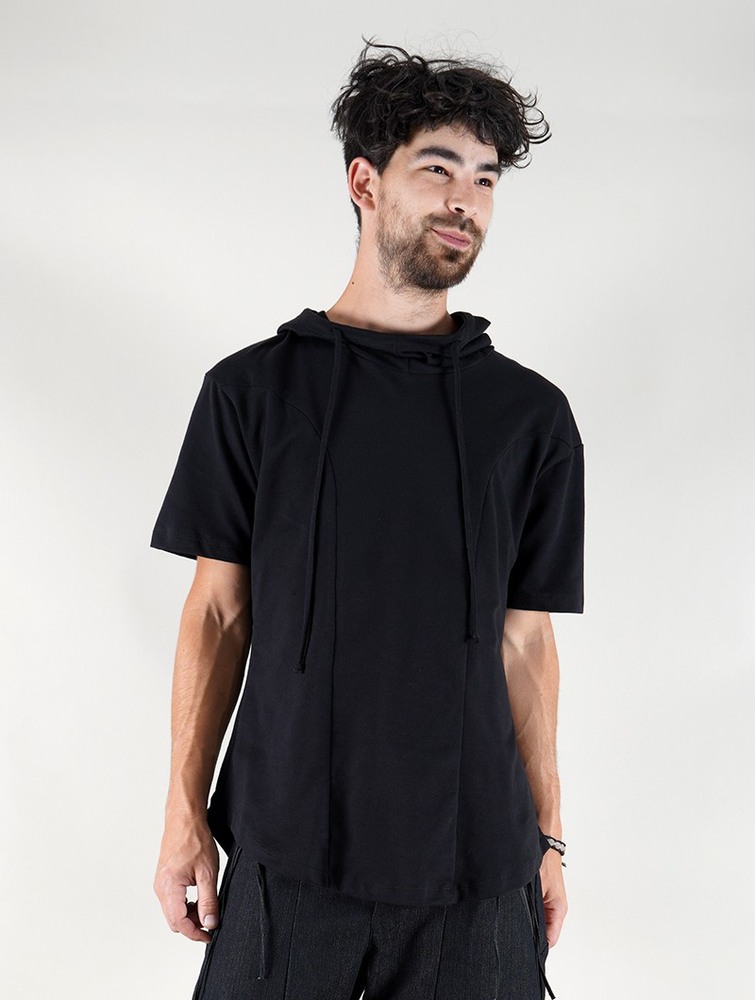 Black Toonzshop Aldaron Hooded T-shirt Men T-Shirt | 60721NFUP