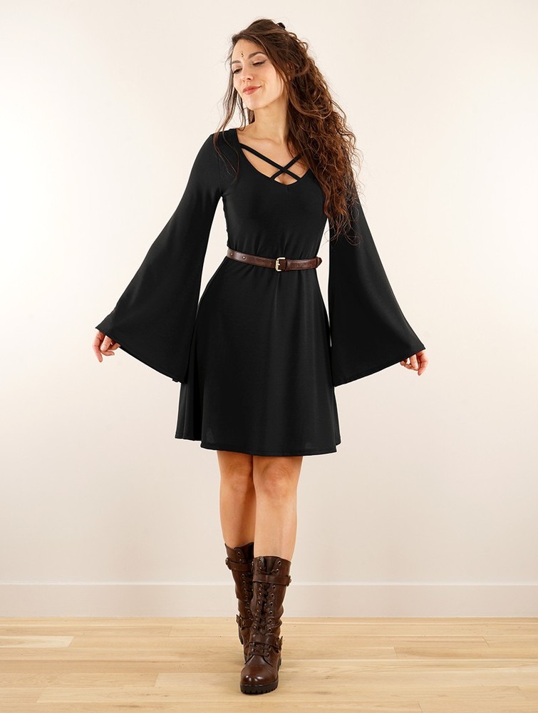 Black Toonzshop Black Moon Reversible Flared Long Sleeve Dress Women Dress | 93746IDJE