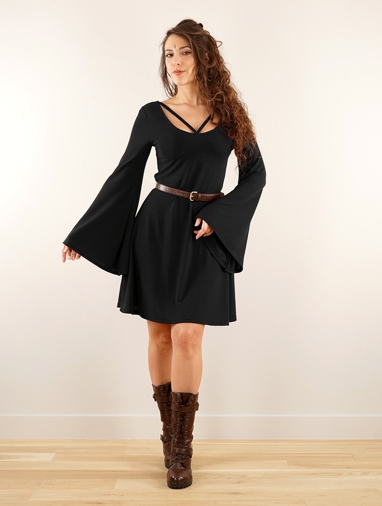 Black Toonzshop Black Moon Reversible Flared Long Sleeve Dress Women Dress | 93746IDJE