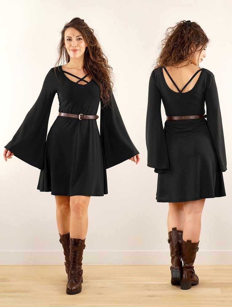 Black Toonzshop Black Moon Reversible Flared Long Sleeve Dress Women Dress | 93746IDJE