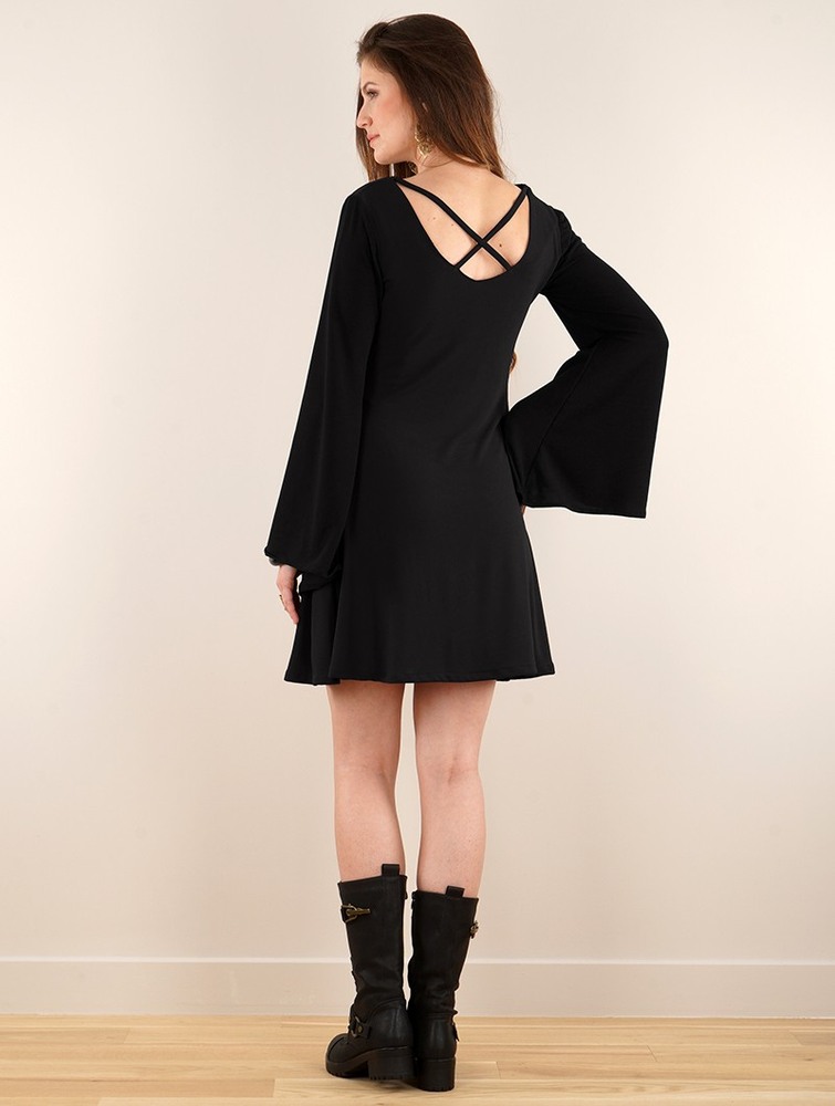 Black Toonzshop Black Moon Reversible Flared Long Sleeve Dress Women Dress | 93746IDJE