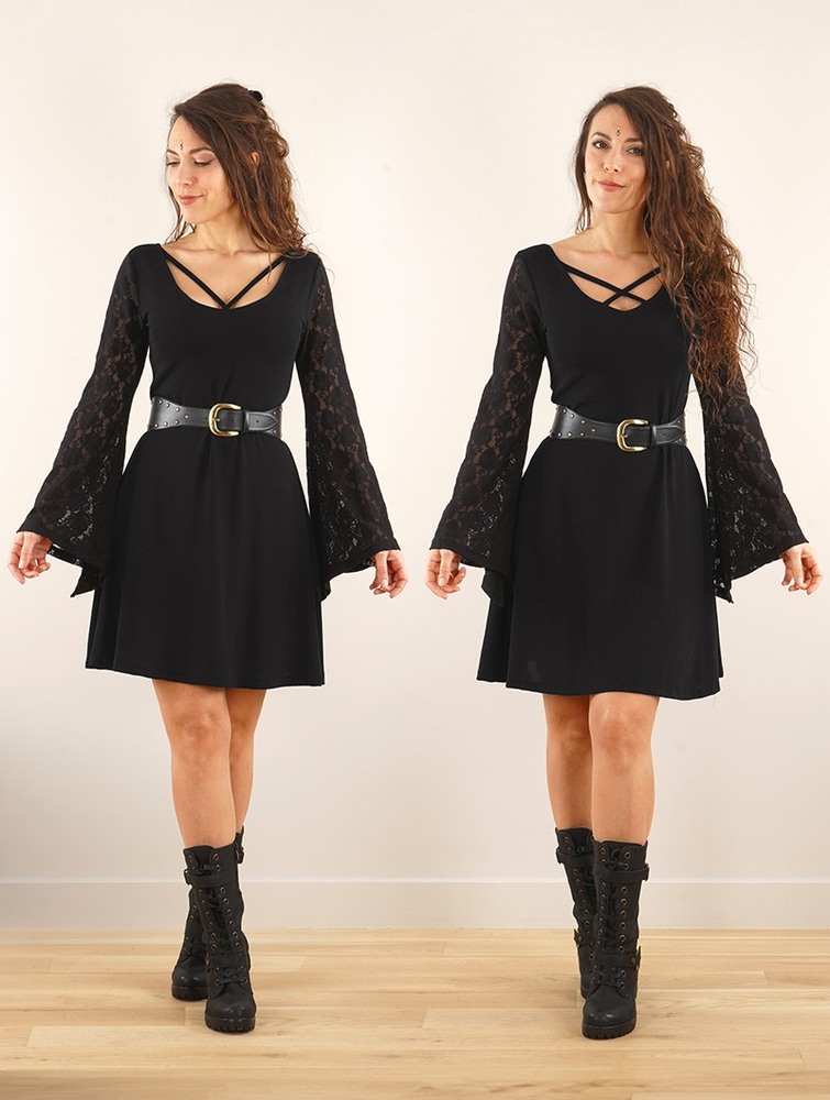 Black Toonzshop Black Moon Reversible Long Sleeve Dress Women Dress | 01672SBHV