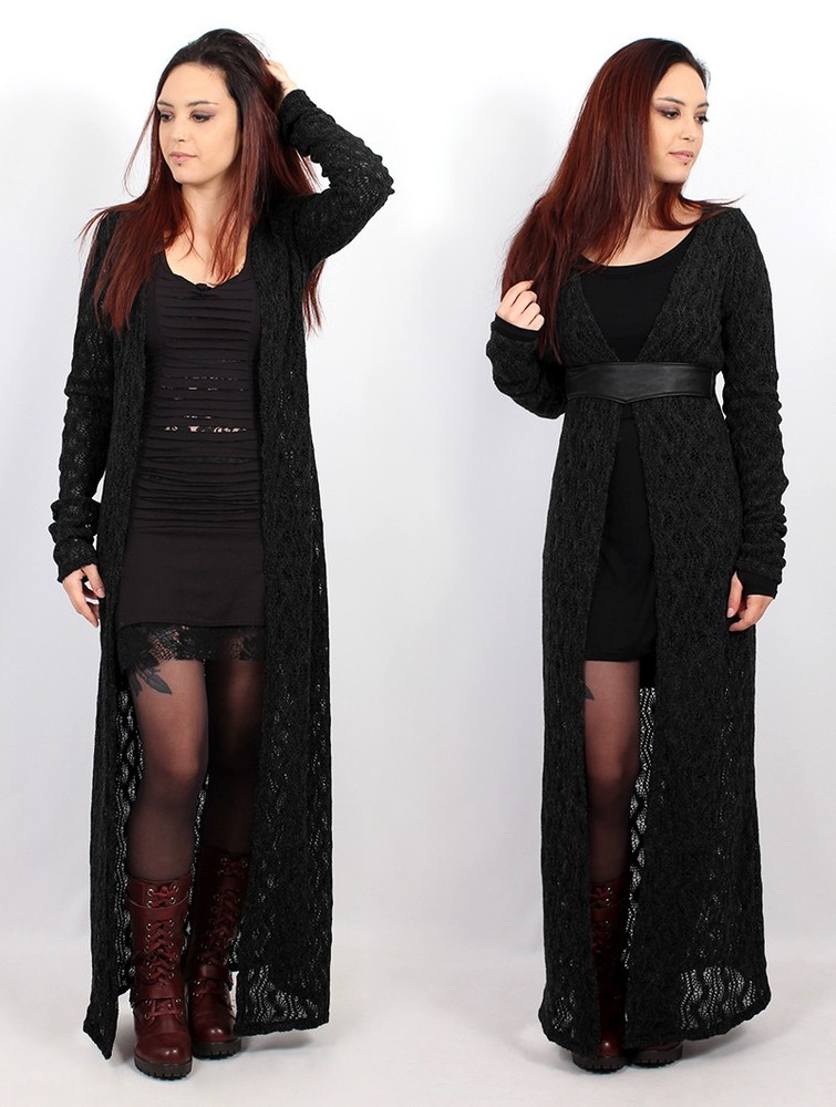 Black Toonzshop Boheme Crochet Long Cardigan Women Cardigan | 97163NRVU