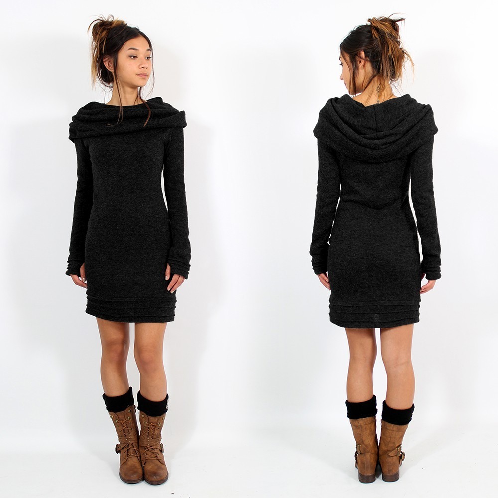 Black Toonzshop Chryzalide Sweater Dress Women Dress | 83760JQBE