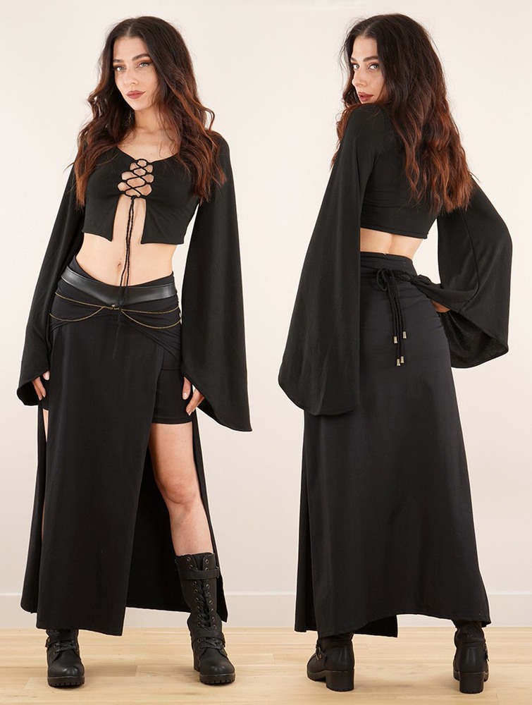 Black Toonzshop Creature Split Long Skirt Women Skirt | 12840TKBS