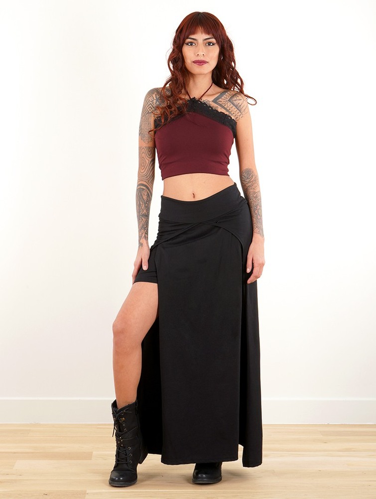 Black Toonzshop Creature Split Long Skirt Women Skirt | 12840TKBS