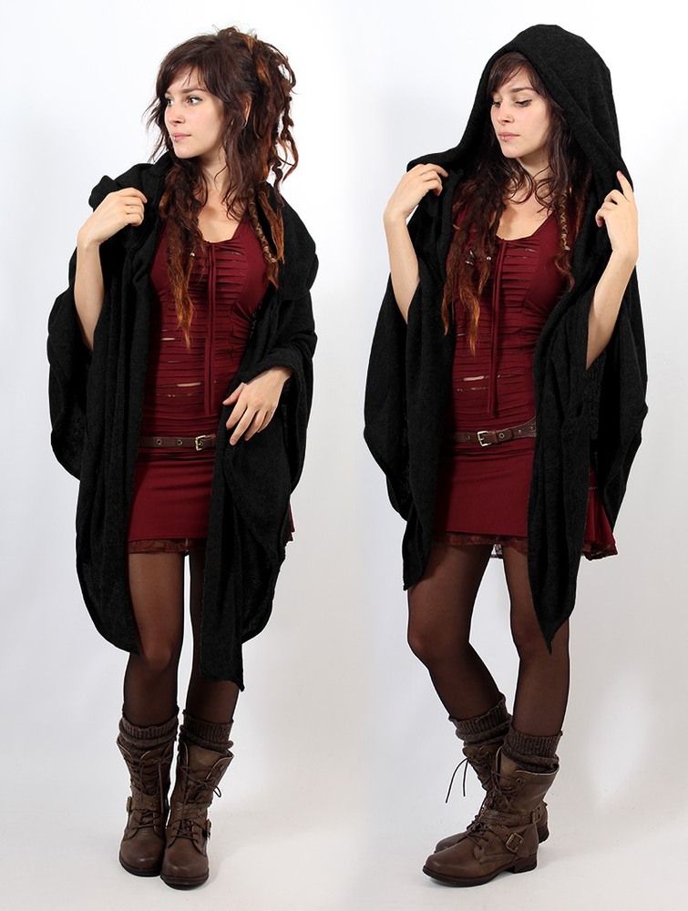 Black Toonzshop Danae Hooded Cape Women Ponchos | 97624XWGU