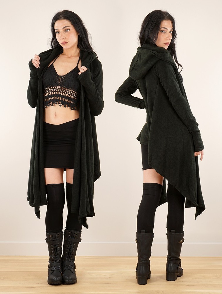 Black Toonzshop Danaeriz Long Sleeve Hooded Shawl Cardigan Women Cardigan | 13529PLNF