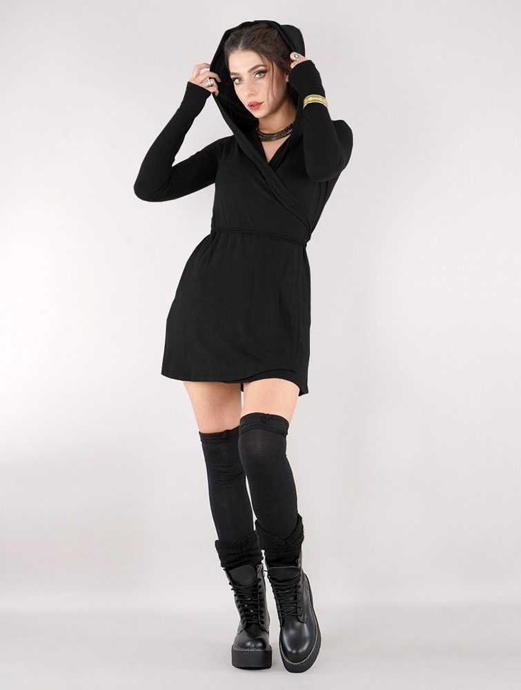 Black Toonzshop Dark Wrap Sweater Dress Women Dress | 03457HYQS