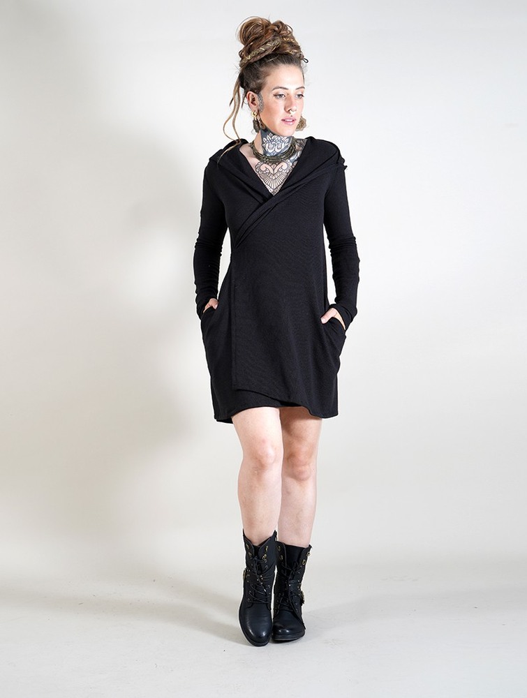 Black Toonzshop Dark Wrap Sweater Dress Women Dress | 03457HYQS