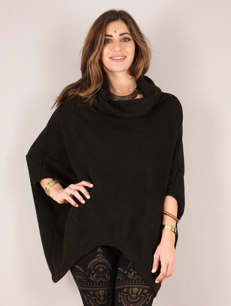 Black Toonzshop Doomi Poncho Women Ponchos | 05814VBKN