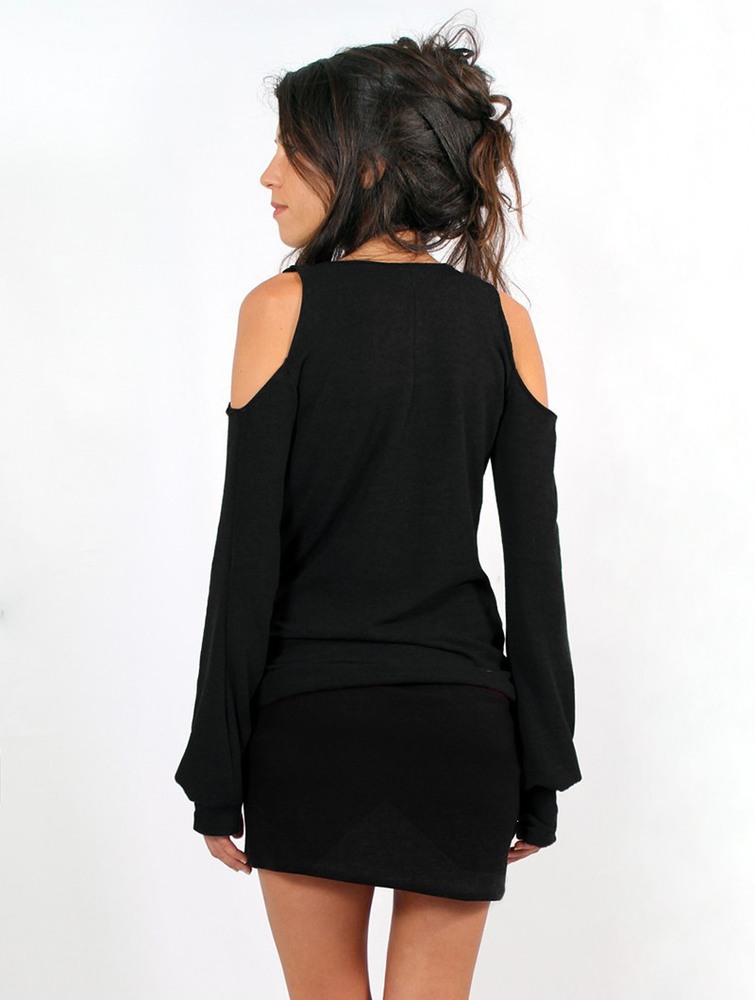 Black Toonzshop Elixir Bare Shoulder Pullover Women Pullover | 82501DTWA