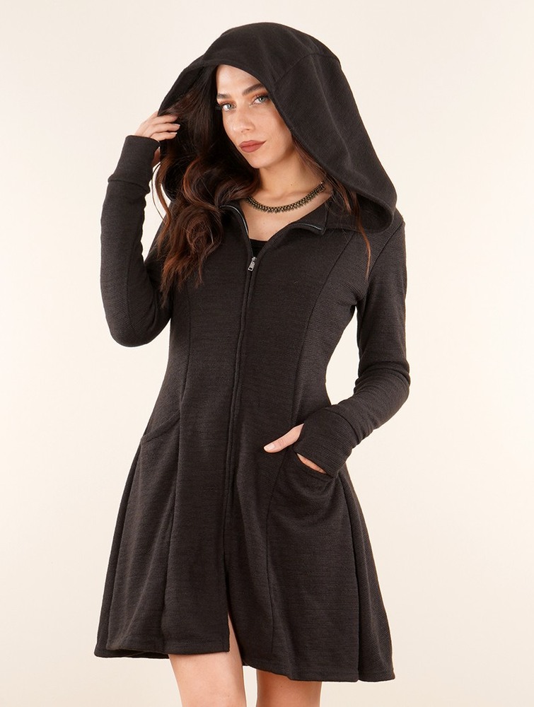 Black Toonzshop Enchantress Hooded Coat Women Coats | 82510PJBR