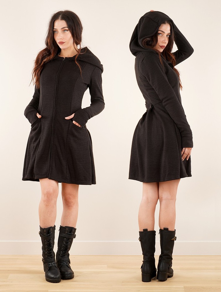 Black Toonzshop Enchantress Hooded Coat Women Coats | 82510PJBR