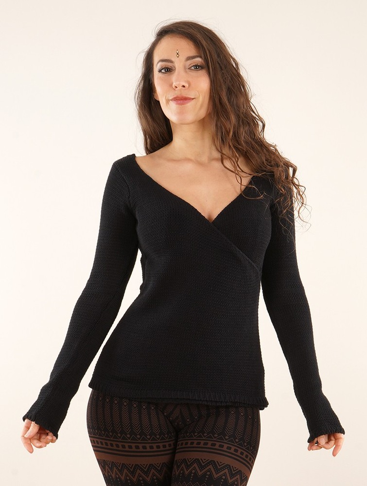 Black Toonzshop Endarial Reversible Open Work Knit Sweater Women Sweater | 76219OEBS