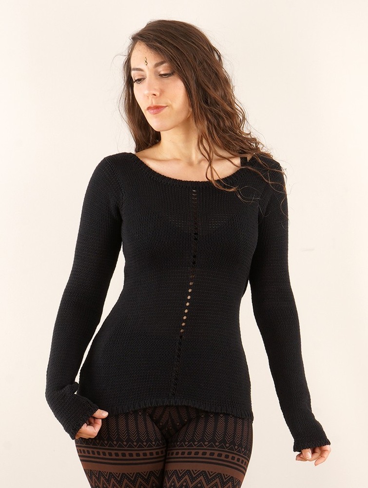 Black Toonzshop Endarial Reversible Open Work Knit Sweater Women Sweater | 76219OEBS