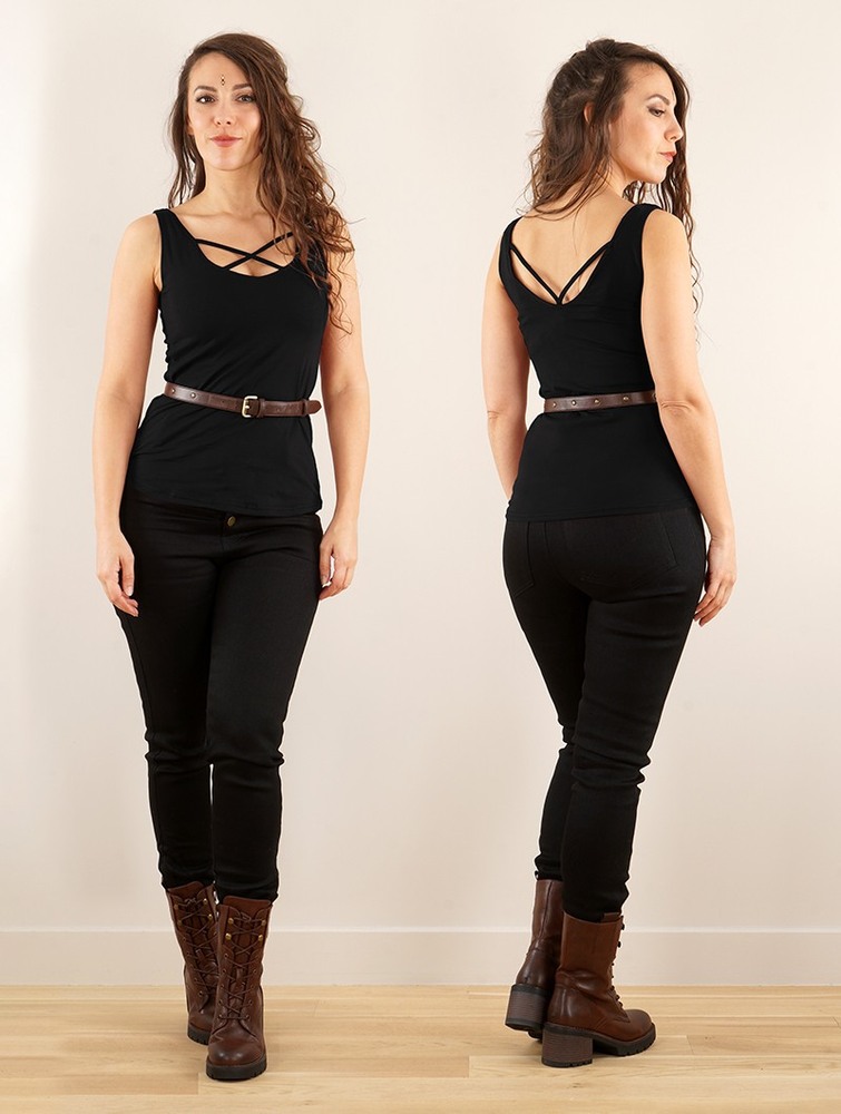 Black Toonzshop Full Moon Reversible Top Women Tops | 40369RDFB