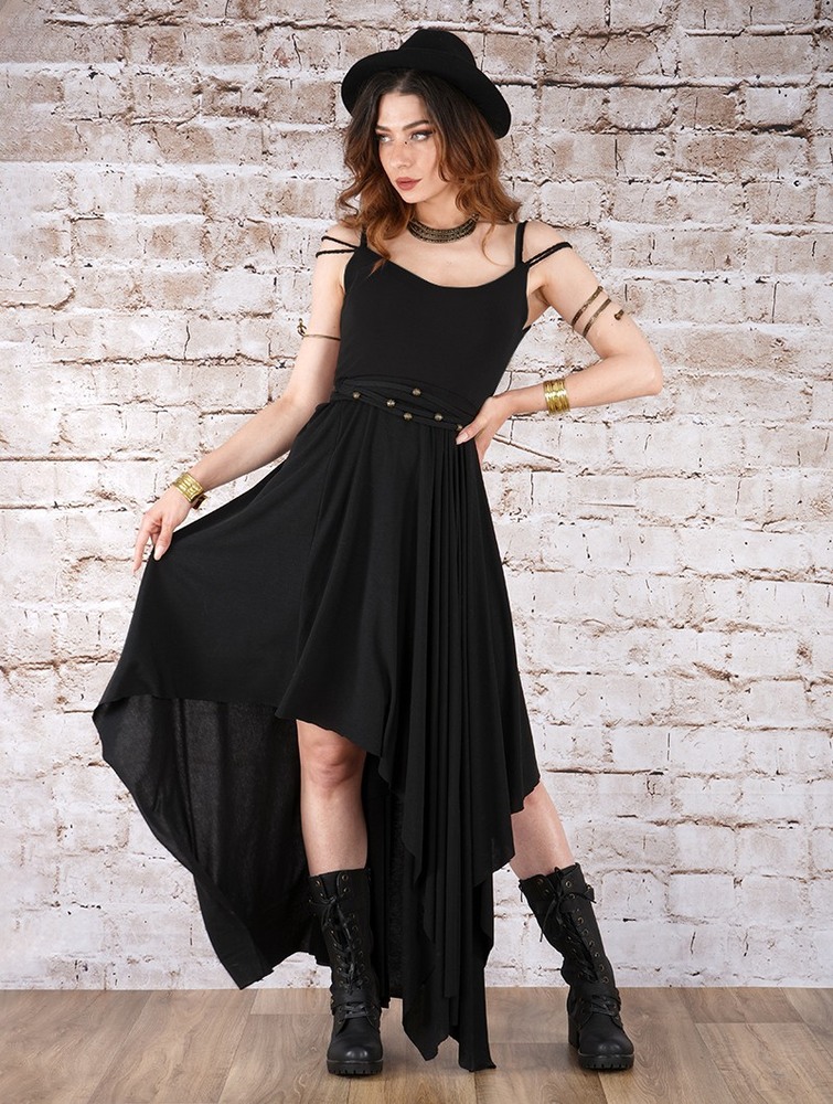 Black Toonzshop Gypse Asymmetric Flared Long Dress Women Dress | 09376PDIE