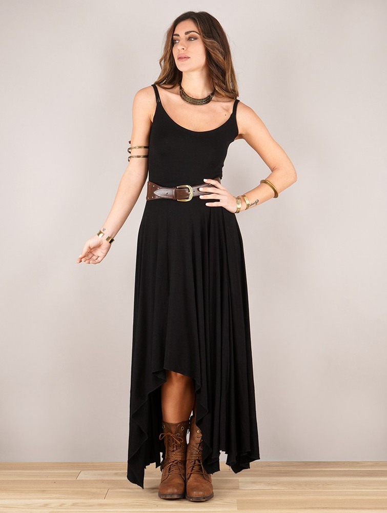 Black Toonzshop Gypse Asymmetric Flared Long Dress Women Dress | 09376PDIE